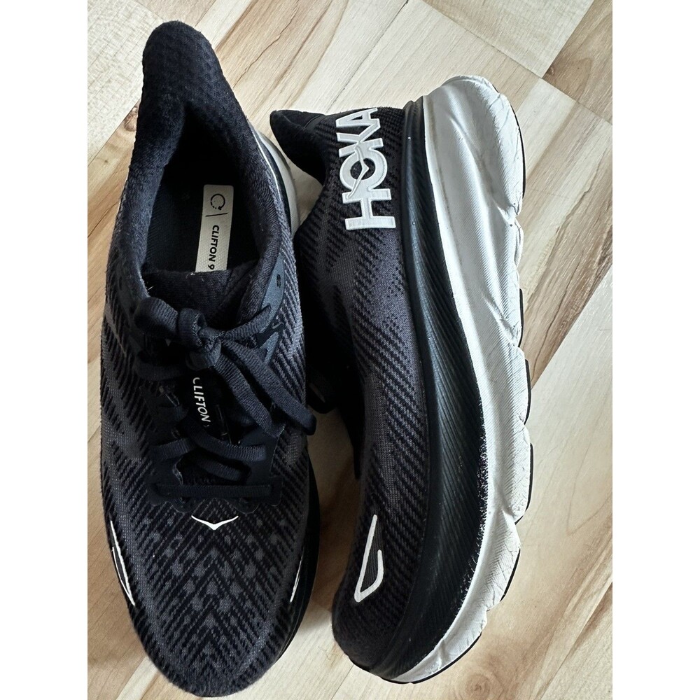 HOKA One One Clifton 9 Women’s Running Shoes US 8 Black White – - Picture 10 of 14